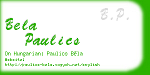bela paulics business card